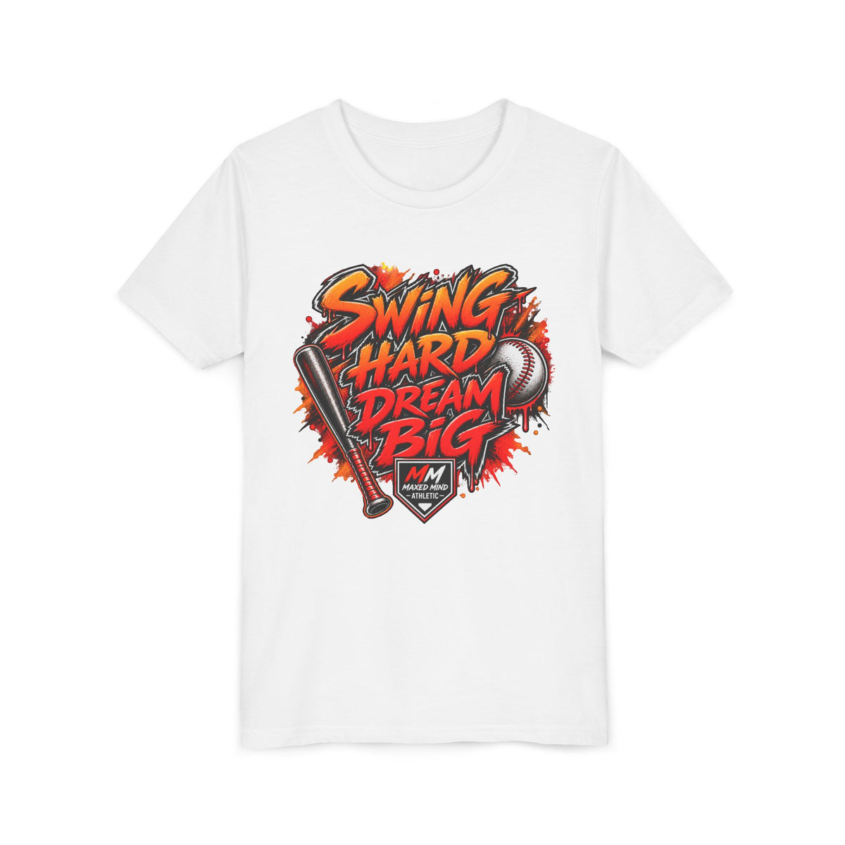 Swing Hard, Dream Big Youth Baseball Tee