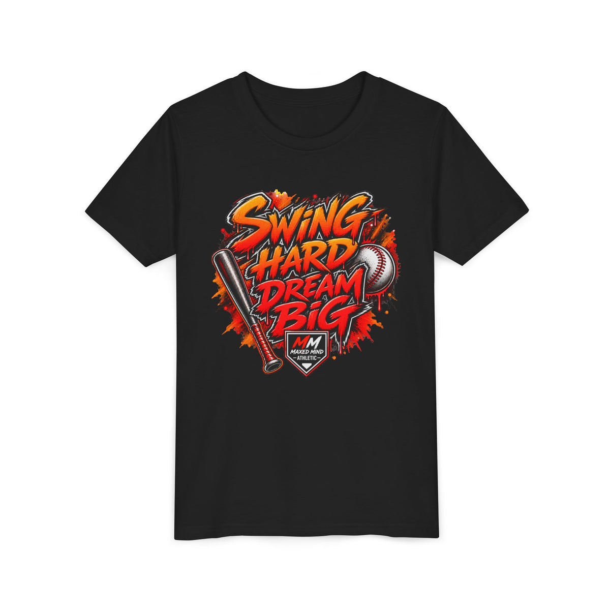 Swing Hard, Dream Big Youth Baseball Tee